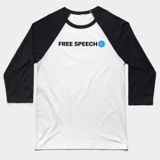 Free Speech Funny Sarcastic Parody Blue Check Badge Verification Gift Baseball T-Shirt